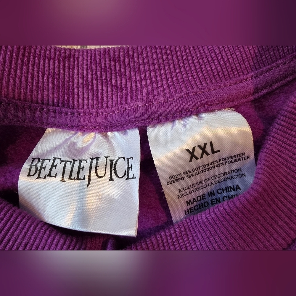 Beetlejuice Branded Size XXL Unisex Crewneck Sweatshirt Purple Halloween Creepy - Picture 4 of 6
